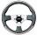Interieur Lenkrad ohne Airbag Raid Dino X Leder schwarz, Einlage silber carbon, Speiche Alu 320 mm 107227