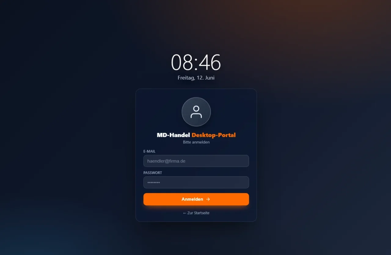 MD-Handel Händlershop – Händler-Login zum Desktop-Portal